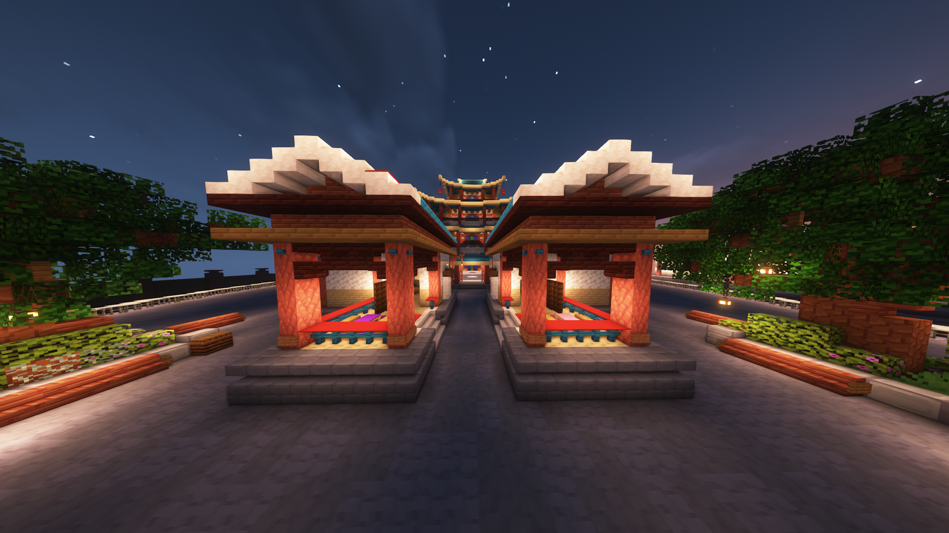 Background - Two small minecraft houses at GridoGames spawn